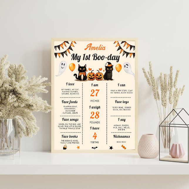 Boo Black Cat Halloween Party Milestone Sign (Creator Uploaded)