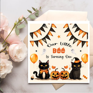 Boo Black Cat Halloween Party Napkins