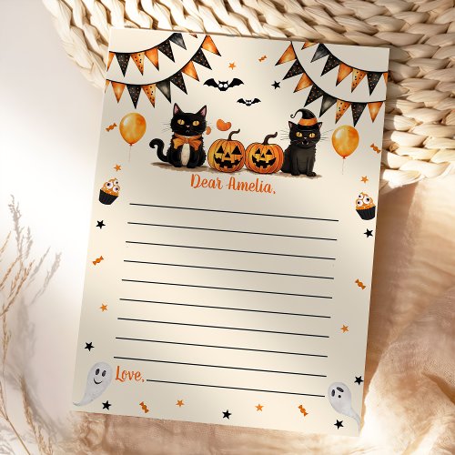 Boo Black Cat Halloween Party Thank You Card