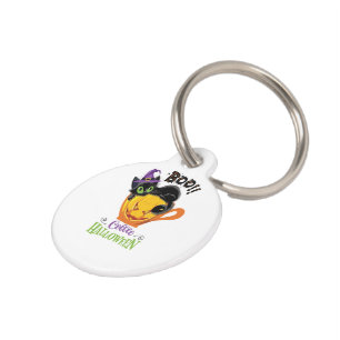 Boo Black Cat, Scary Pumpkin Coffee Halloween Pet ID Tag