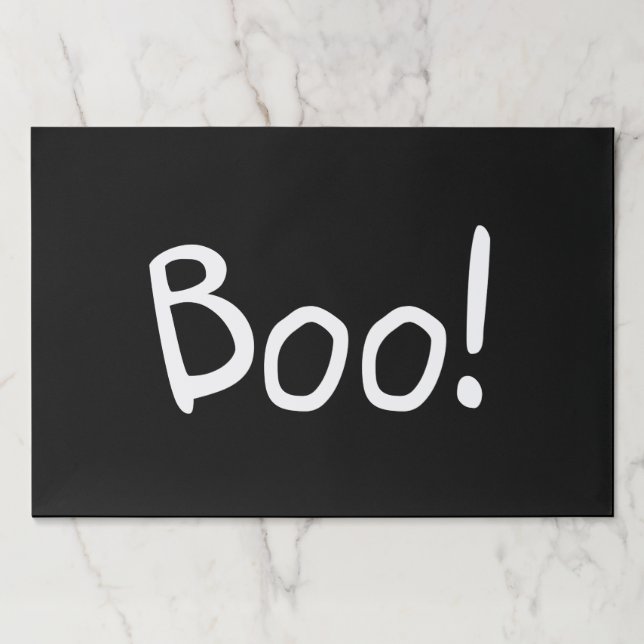 Boo black cute fun typography Halloween placemats (Front)