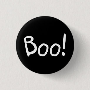 Boo black cute handwritten typography Halloween Button