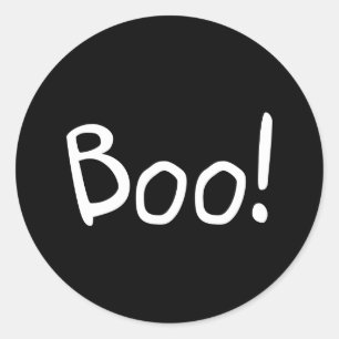 Boo black cute handwritten typography Halloween Classic Round Sticker