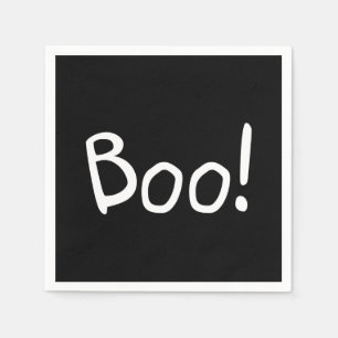 Boo black cute handwritten typography Halloween Napkins