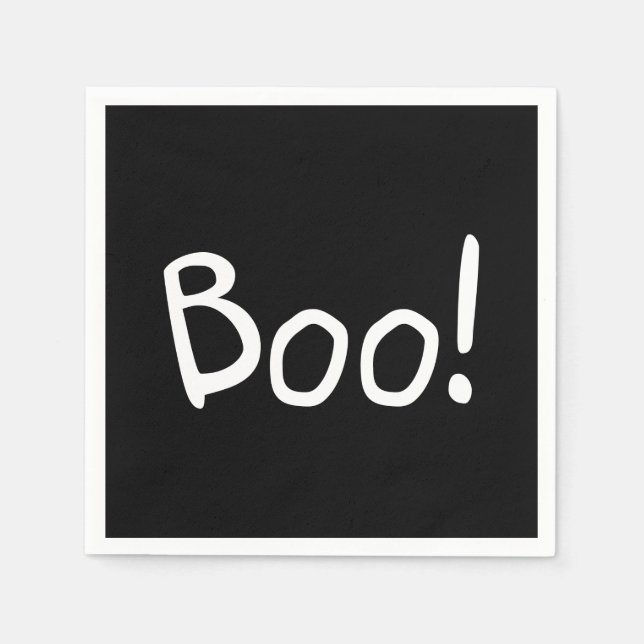Boo black cute handwritten typography Halloween Napkins (Front)
