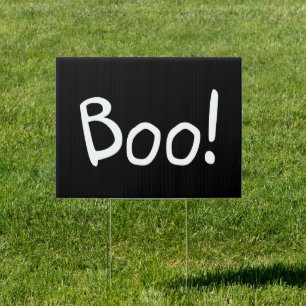 Boo black cute handwritten typography Halloween Sign