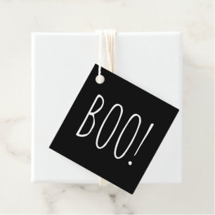 Boo Black Halloween Party Cute Minimalist Treat Favor Tags