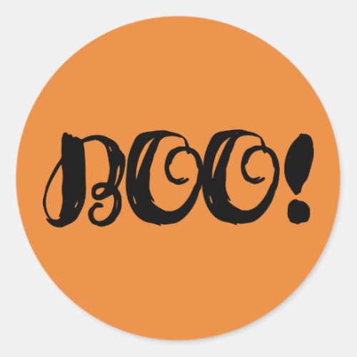 BOO Black Halloween Party Trick or Treat Favor Classic Round Sticker