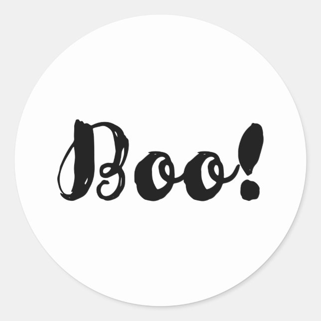 BOO! Black Halloween Party Trick or Treat Favor Classic Round Sticker (Front)