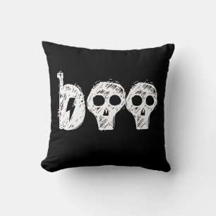 "Boo" Black Halloween Throw Pillow