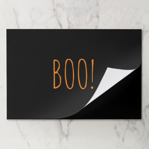 Boo black orange funny cute Halloween placemats