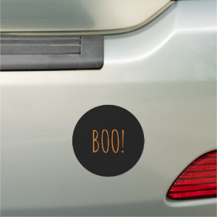Boo black orange simple typography funny Halloween Car Magnet