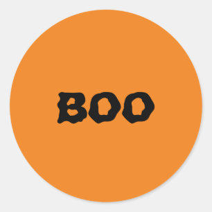 Boo black & orange spooky Halloween Classic Round Sticker