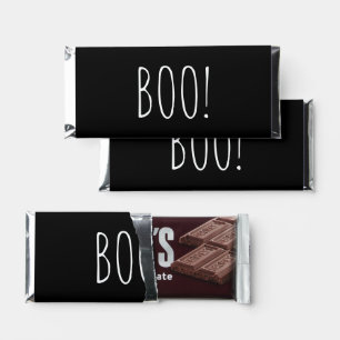 Boo black simple typography funny cute Halloween Hershey Bar Favors