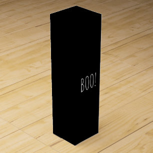 Boo black simple typography funny cute Halloween Wine Box