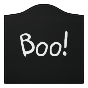 Boo black spooky funny tombstone Halloween Door Sign