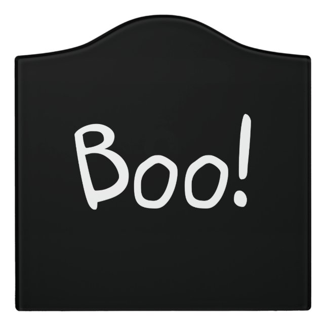 Boo black spooky funny tombstone Halloween Door Sign (Large Crest Front)