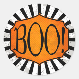 BOO! Black White & Orange Halloween Stickers