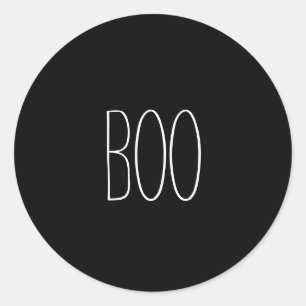 Boo black white spooky handwritten Halloween Classic Round Sticker