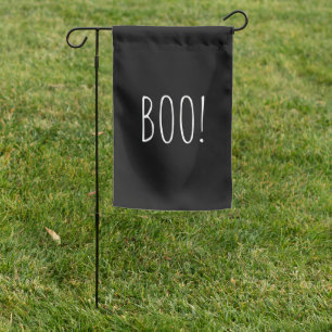Boo black white spooky minimalist simple Halloween Garden Flag