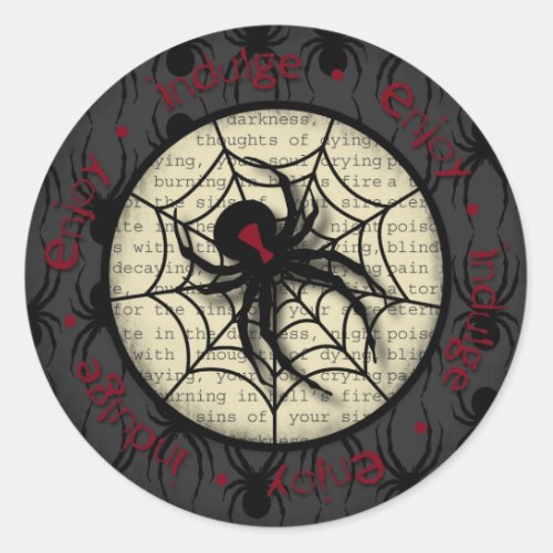 Boo Black Widow Spider  Creepy Text for Halloween Classic Round Sticker