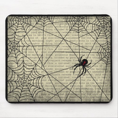 Boo Black Widow Spider  Creepy Text for Halloween Mouse Pad