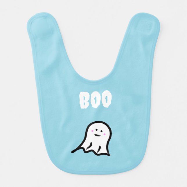 Boo! Blushing Ghost Cute Halloween  Baby Bib (Front)
