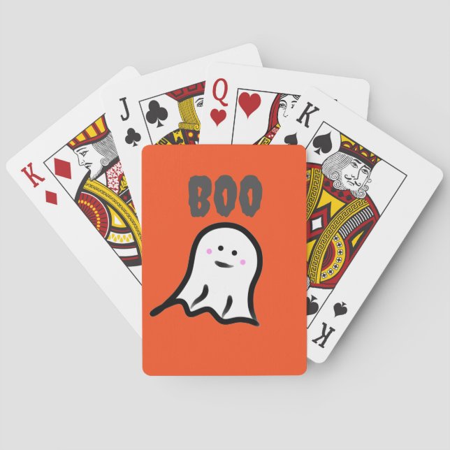 Boo! Blushing Ghost Cute Halloween  Poker Cards (Back)
