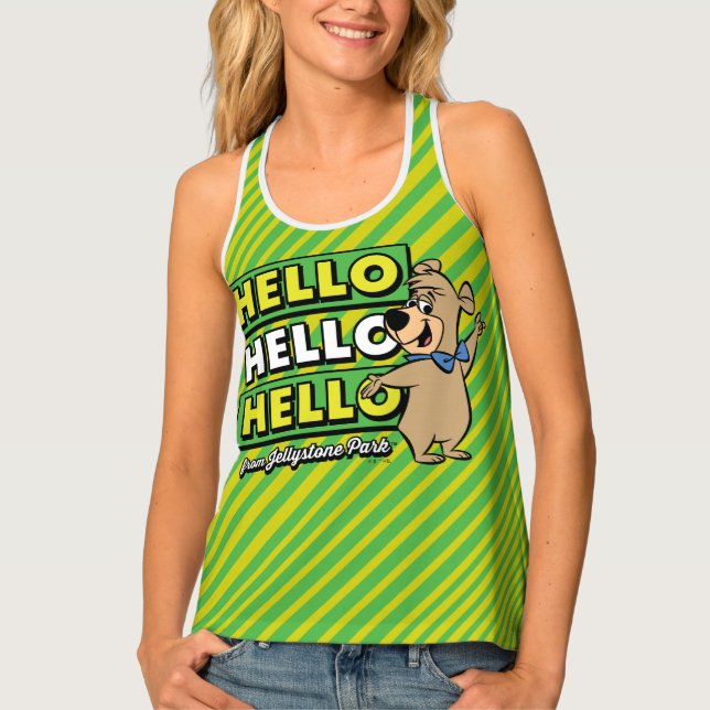 Boo-Boo Bear Hello Hello Hello From Jellystone Tank Top (Front)