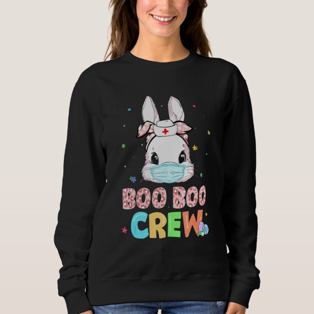 Boo Boo Crew Bunny Nurse Easter Rabbit Face Mask N Sweatshirt (Front)