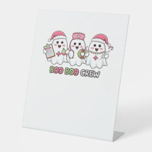 Boo Boo Crew Christmas, Ghost Nurse Oversized T-Sh Pedestal Sign