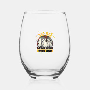 BOO BOO CREW CLASSIC NURSE HALLOWEEN T-SHIRT Overs Stemless Wine Glass