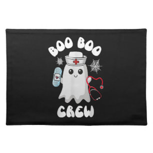 Boo Boo Crew Cute Nurse Ghost Funny Halloween Cloth Placemat