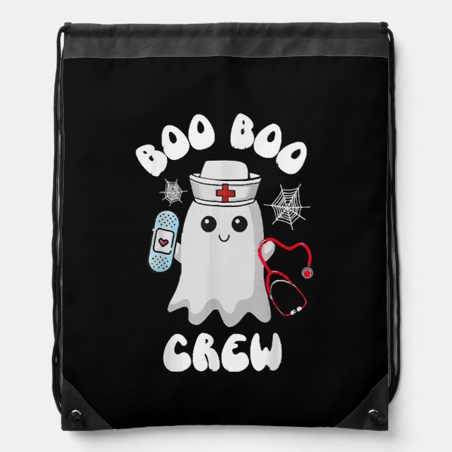 Boo Boo Crew Cute Nurse Ghost Funny Halloween Drawstring Bag (Front)