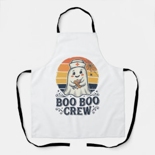Boo Boo Crew Cute Nurse Ghost Halloween Shirt Desi Apron