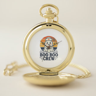 Boo Boo Crew Cute Nurse Ghost Halloween Shirt Desi Pocket Watch