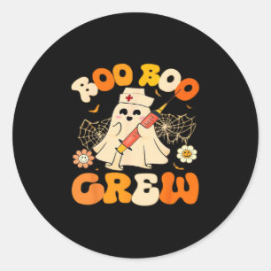 Boo Boo Crew Funny Ghost For Nurse, Retro Hallowee Classic Round Sticker
