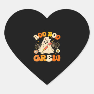 Boo Boo Crew Funny Ghost For Nurse, Retro Hallowee Heart Sticker