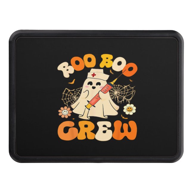 Boo Boo Crew Funny Ghost For Nurse, Retro Hallowee Hitch Cover (Front)