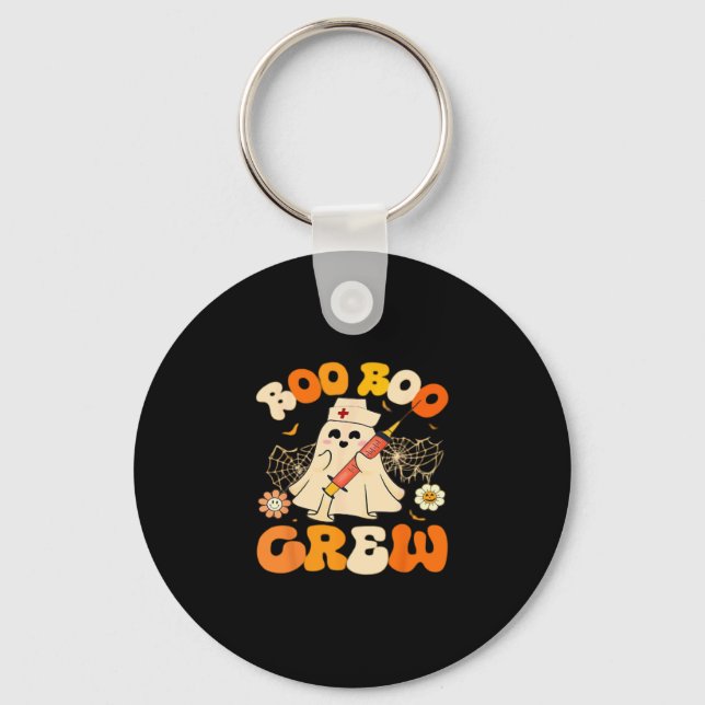 Boo Boo Crew Funny Ghost For Nurse, Retro Hallowee Keychain (Front)