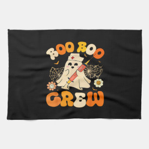 Boo Boo Crew Funny Ghost For Nurse, Retro Hallowee Kitchen Towel