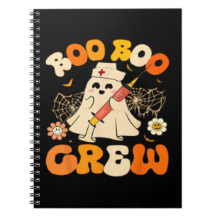 Boo Boo Crew Funny Ghost For Nurse, Retro Hallowee Notebook