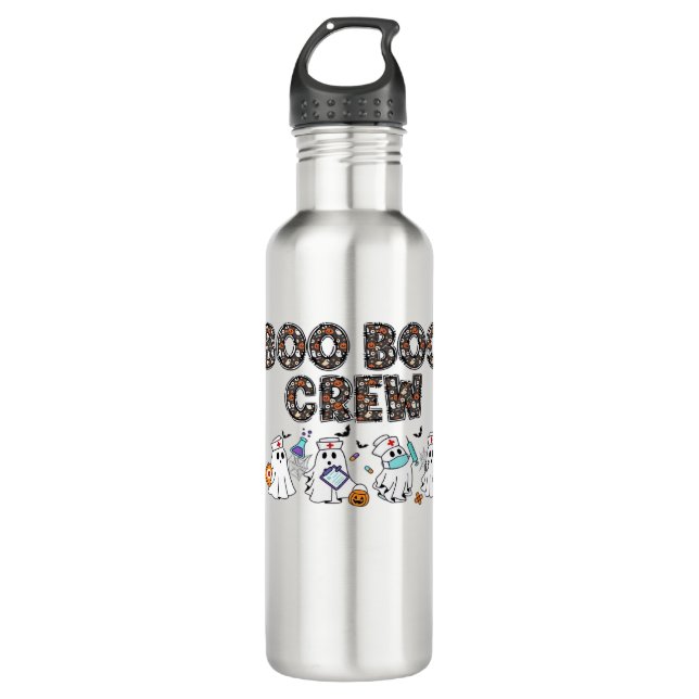 Boo Boo Crew � Funny Halloween Nurse Ghosts Medica Stainless Steel Water Bottle (Front)