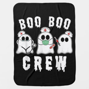 Boo Boo Crew Funny Nurse Ghost Costume Halloween Baby Blanket