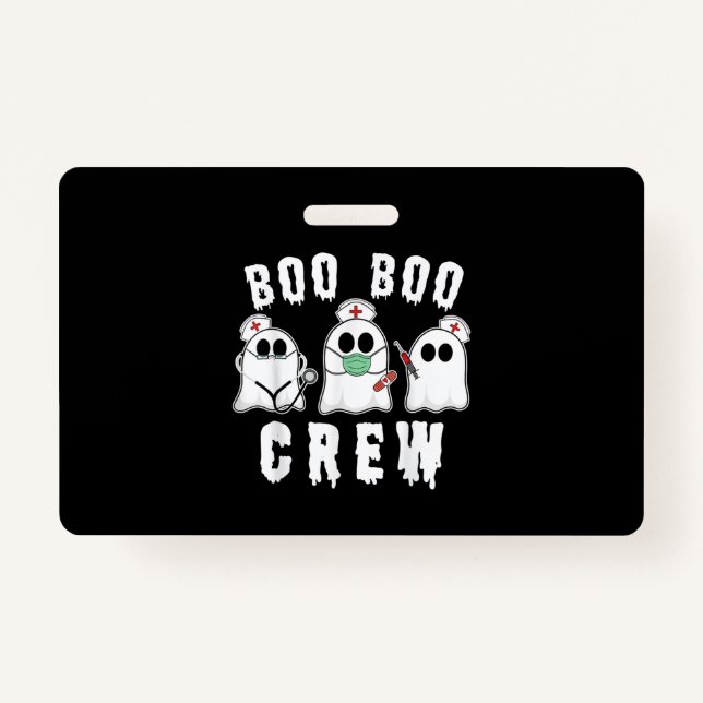 Boo Boo Crew Funny Nurse Ghost Costume Halloween Badge (Front)
