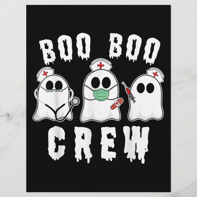 Boo Boo Crew Funny Nurse Ghost Costume Halloween Letterhead (Front)