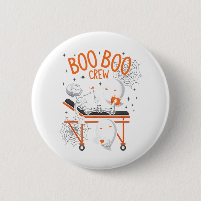 Boo Boo Crew Ghost Doctor Paramedic Nurse Hall Button (Front)