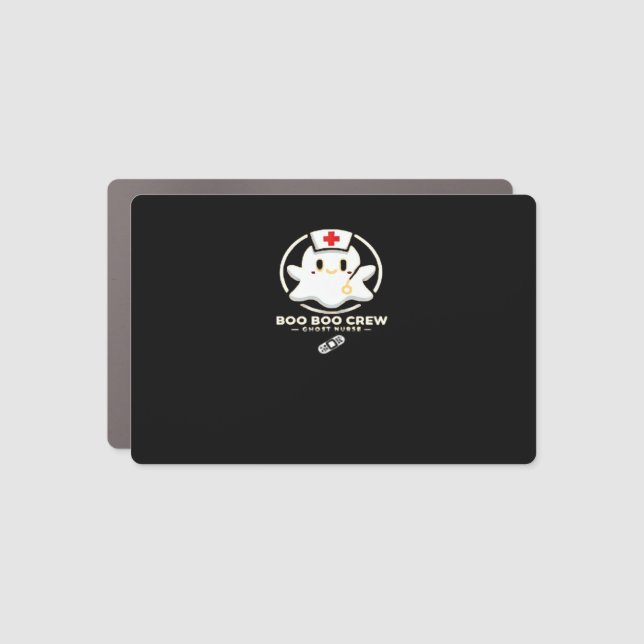 Boo Boo Crew Ghost Nurse - Cute and Spooky Hallowe Car Magnet (Front)