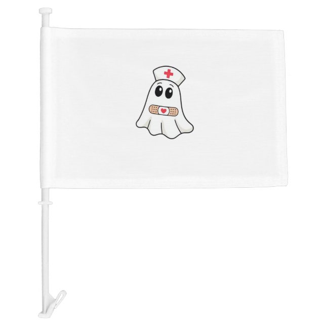 BOO BOO CREW Ghost Nurse Funny Halloween Essential Car Flag (Front)
