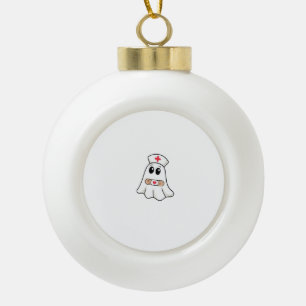 BOO BOO CREW Ghost Nurse Funny Halloween Essential Ceramic Ball Christmas Ornament